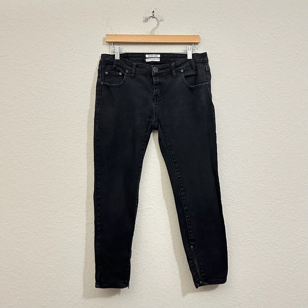 ONE x ONE TEASPOON Freebirds II Skinny Jeans Black Ankle Zip Denim